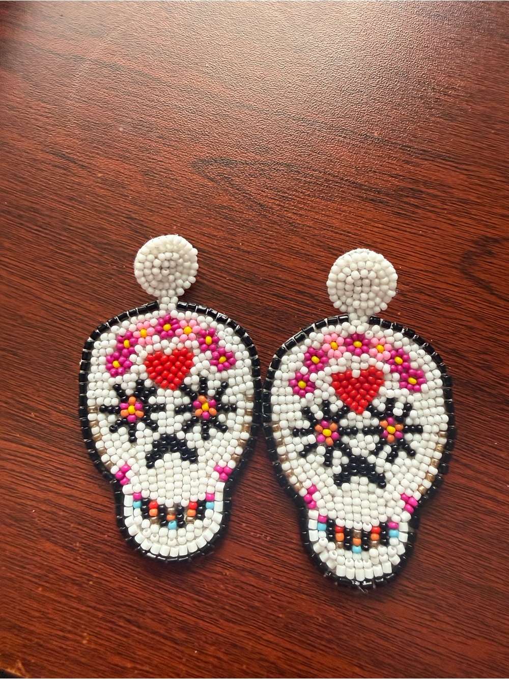 Beaded Sugar Skull Statement Earrings